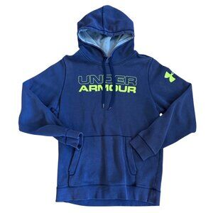 Under Armour Hoodie Mens Blue Size S Loose Fit Cotton Blend